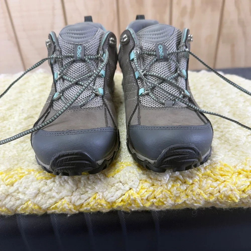 OBoz Waterproof Hiking Shoes Women's Gray Teal Lace Up Outdoor Boots women's S 8 - Picture 5 of 16